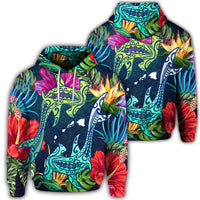 Hawaiian Shark Tropical Color Hoodie Unisex Art - Polynesian Pride