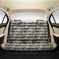 Hawaii Tropical Dark Green Leaves Seamless Pattern White Stripes Pink Background Back Seat Cover One Size Black Back Car Seat Covers - Polynesian Pride