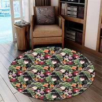 Hawaii Tropical Flowers Watercolor. Round Carpet - AH Round Carpet Luxurious Plush - Polynesian Pride