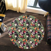 Hawaii Tropical Flowers Watercolor. Round Carpet - AH - Polynesian Pride