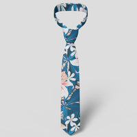Hawaii Tropical Hibiscus Blue Necktie - Polynesian Pride