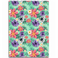Hawaii Tropical flower, blossom cluster seamless pattern Tropical Flowers Palm Leaves Plant And Leaf Area Rug - AH Luxurious - Polynesian Pride