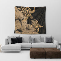 Hawaii Turtle Tapestry Polynesian Hibiscus Art Gold - AH - Polynesian Pride