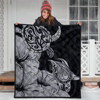 Hawaii Turtle Premium Quilts Polynesian Hibiscus Art Gray - AH - Polynesian Pride