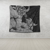 Hawaii Turtle Tapestry Polynesian Hibiscus Art Gray - AH - Polynesian Pride