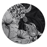 Hawaii Turtle Round Carpet Polynesian Hibiscus Art Gray - AH Round Carpet Luxurious Plush - Polynesian Pride