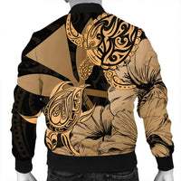 Hawaii Turtle Bomber Jacket Polynesian Hibiscus Art Ver 2.0 Gold - AH - Polynesian Pride