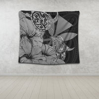 Hawaii Turtle Tapestry Polynesian Hibiscus Art Ver 2.0 Gray - AH - Polynesian Pride