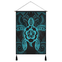 Hawaii Turtle Fixed Blue Hanging Poster AH Hanging Poster Cotton And Linen - Polynesian Pride