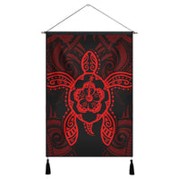 Hawaii Turtle Fixed Red Hanging Poster AH Hanging Poster Cotton And Linen - Polynesian Pride