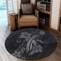 Hawaii Turtle Flower Polynesian Round Carpet - Gray - AH - Polynesian Pride