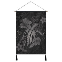 Hawaii Turtle Flower Polynesian Hanging Poster - Gray - AH Hanging Poster Cotton And Linen - Polynesian Pride