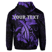 Custom Hawaii Turtle Flower Polynesian Hoodie Purple - Polynesian Pride