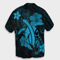 Hawaii Turtle Flower Polynesian Hawaiian Shirt - Turquoise - AH - Polynesian Pride