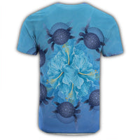 Hawaii Turtle Hibiscus Blue T Shirt - Polynesian Pride