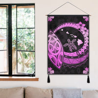 Hawaii Turtle Hibiscus Map Polynesian Hanging Poster Pink - AH - Polynesian Pride