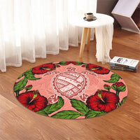 Hawaii Turtle Hibiscus Pink Round Carpet - Fide Style - AH - Polynesian Pride