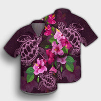 Hawaii Turtle Hibiscus Pink Simple Hawaiian Shirt - AH - Polynesian Pride
