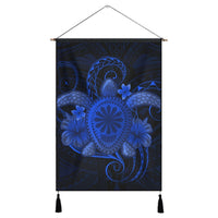 Hawaii Turtle Hibiscus Polynesian Hanging Poster - Full Style - Blue - AH Hanging Poster Cotton And Linen - Polynesian Pride
