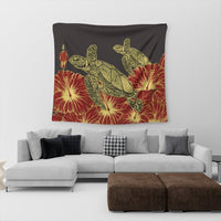 Hawaii Turtle Hibiscus Red Tapestry - AH - Polynesian Pride