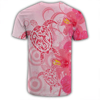 Hawaii Turtle Hibiscus Vintage Pink T Shirt - Polynesian Pride