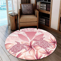 Hawaii Turtle Kanaka Plumeria Polynesian Round Carpet Pink - AH - Polynesian Pride
