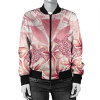 Hawaii Turtle Kanaka Plumeria Polynesian Bomber Jacket Pink - AH - Polynesian Pride