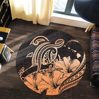 Hawaii Turtle Map Polynesian Round Carpet Safety Orange - AH - Polynesian Pride