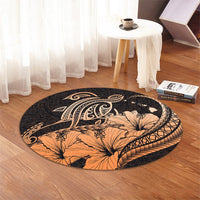 Hawaii Turtle Map Polynesian Round Carpet Safety Orange - AH - Polynesian Pride