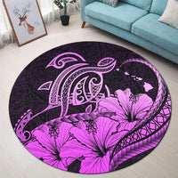 Hawaii Turtle Map Polynesian Round Carpet Safety Pink - AH - Polynesian Pride