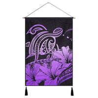 Hawaii Turtle Map Polynesian Hanging Poster Safety Violet 2 - AH Hanging Poster Cotton And Linen - Polynesian Pride