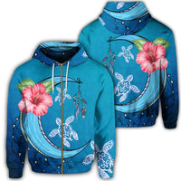 Hawaii Turtle Moon Dream Zip Hoodie Unisex Art - Polynesian Pride