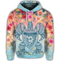 Hawaiian Turtle Ohana Stary Night Hibiscus Hoodie - Polynesian Pride