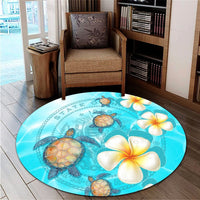 Hawaii Turtle Plumeria Coat Of Arm Ocean Round Carpet - AH - Polynesian Pride