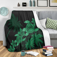 Hawaii Turtle Plumeria Coconut Tree Polynesian Premium Blankets - Green - AH - Polynesian Pride
