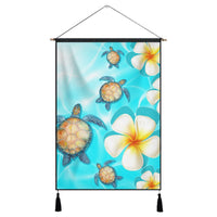 Hawaii Turtle Plumeria Ocean Hanging Poster - AH Hanging Poster Cotton And Linen - Polynesian Pride