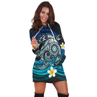 Hawaii Turtle Plumeria Polynesian Hoodie Dress - Mela Style - AH - Polynesian Pride