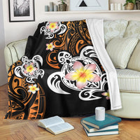 Hawaii Turtle Plumeria Polynesian Premium Blanket - Hete Style - AH White - Polynesian Pride