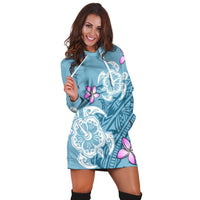 Hawaii Turtle Plumeria Polynesian Simple Hoodie Dress - AH - Polynesian Pride