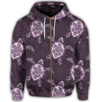 Hawaii Turtle Plumeria Violet Zip Hoodie - Polynesian Pride
