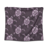 Hawaii Turtle Plumeria Violet Tapestry - AH Wall Tapestry Black - Polynesian Pride