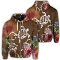 Hawaii Turtle Polynesian Zip Hoodie Herd Style Unisex Art - Polynesian Pride