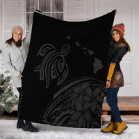 Hawaii Turtle Polynesian Map Plumeria Premium Blankets Gray - AH - Polynesian Pride