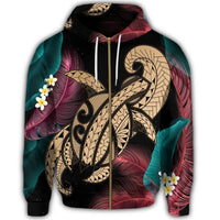 Hawaii Turtle Polynesian Tropical Zip Hoodie Ghia Style Gold - Polynesian Pride