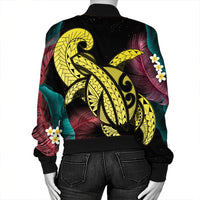 Hawaii Turtle Polynesian Tropical Bomber Jacket - Ghia Style Yellow - AH - Polynesian Pride