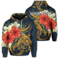 Custom Hawaii Turtle Polynesian Tropical Hibiscus Plumeria Hoodie Unisex Art - Polynesian Pride