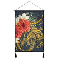 Hawaii Turtle Polynesian Tropical Hibiscus Plumeria Hanging Poster - AH Hanging Poster Cotton And Linen - Polynesian Pride