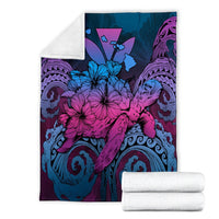 Hawaii Turtle Wave Polynesian Premium Blankets - Hey Style Blue - AH - Polynesian Pride