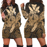 Hawaii Turtle Wave Polynesian Hoodie Dress - Hey Style Gold - AH Black - Polynesian Pride