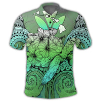 Hawaii Turtle Wave Polynesian Polo Shirt Hey Style Green - Polynesian Pride